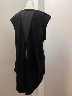 Danskin Black Split-Back Tank with Mesh Inset